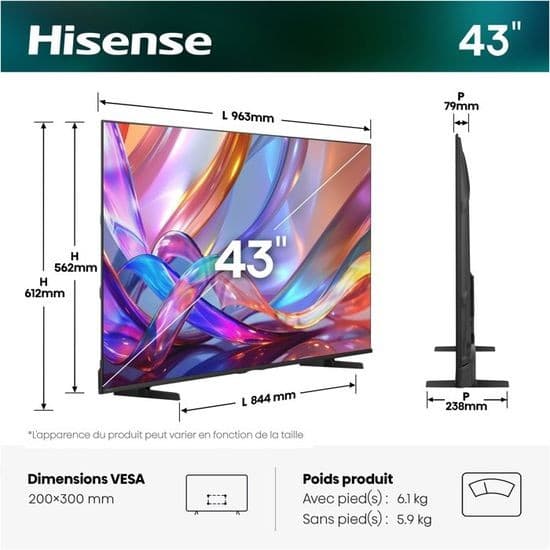 Hisense Smart TV 4K QLED 43D7S, 43" – Unieuro