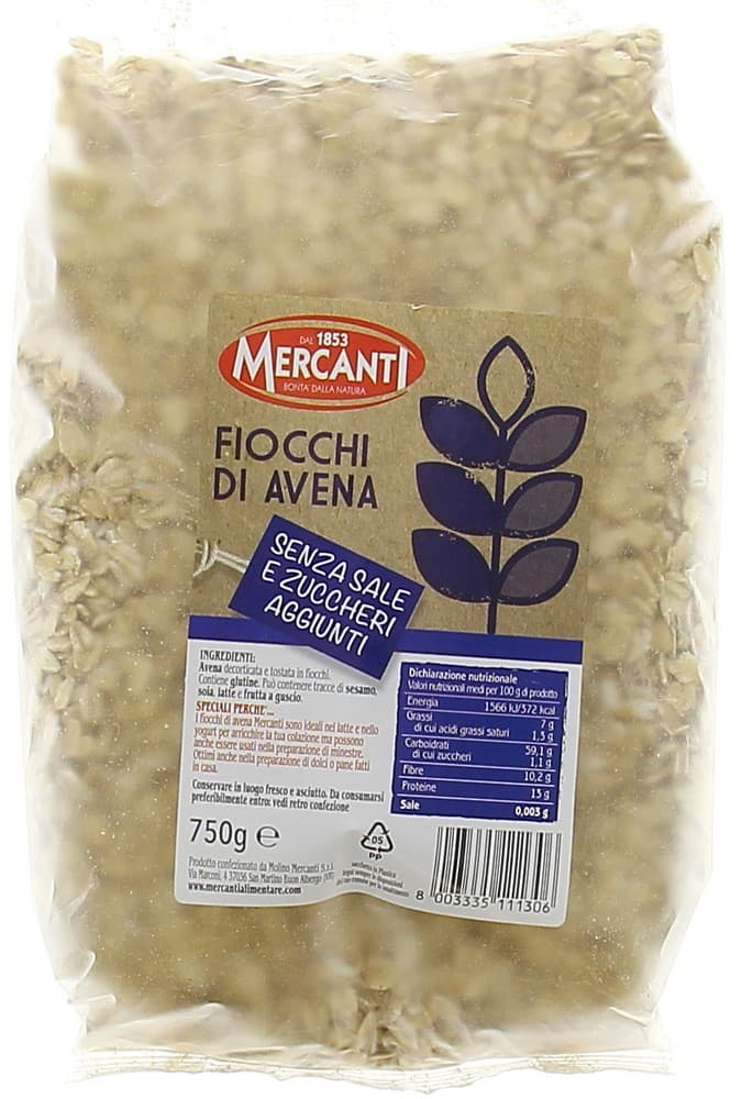 Fiocchi d'avena 750 g Mercanti in offerta da Dpiù