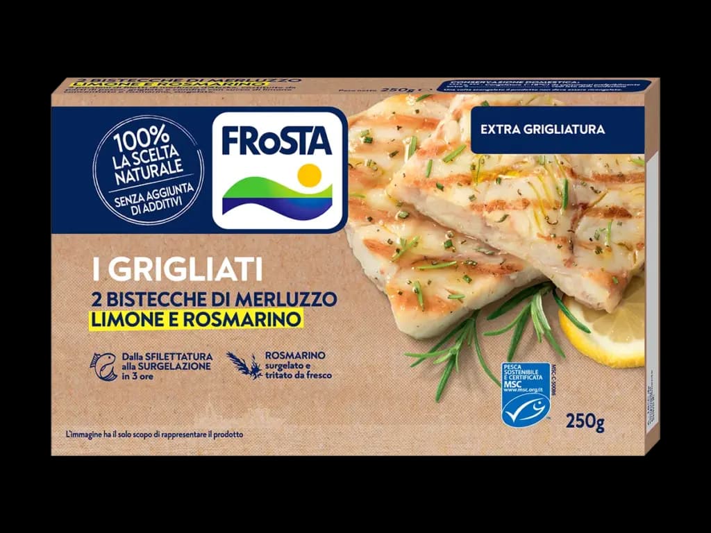 Bistecca di merluzzo grigliata o limone e rosmarino Frosta, 250 g – Il Gigante