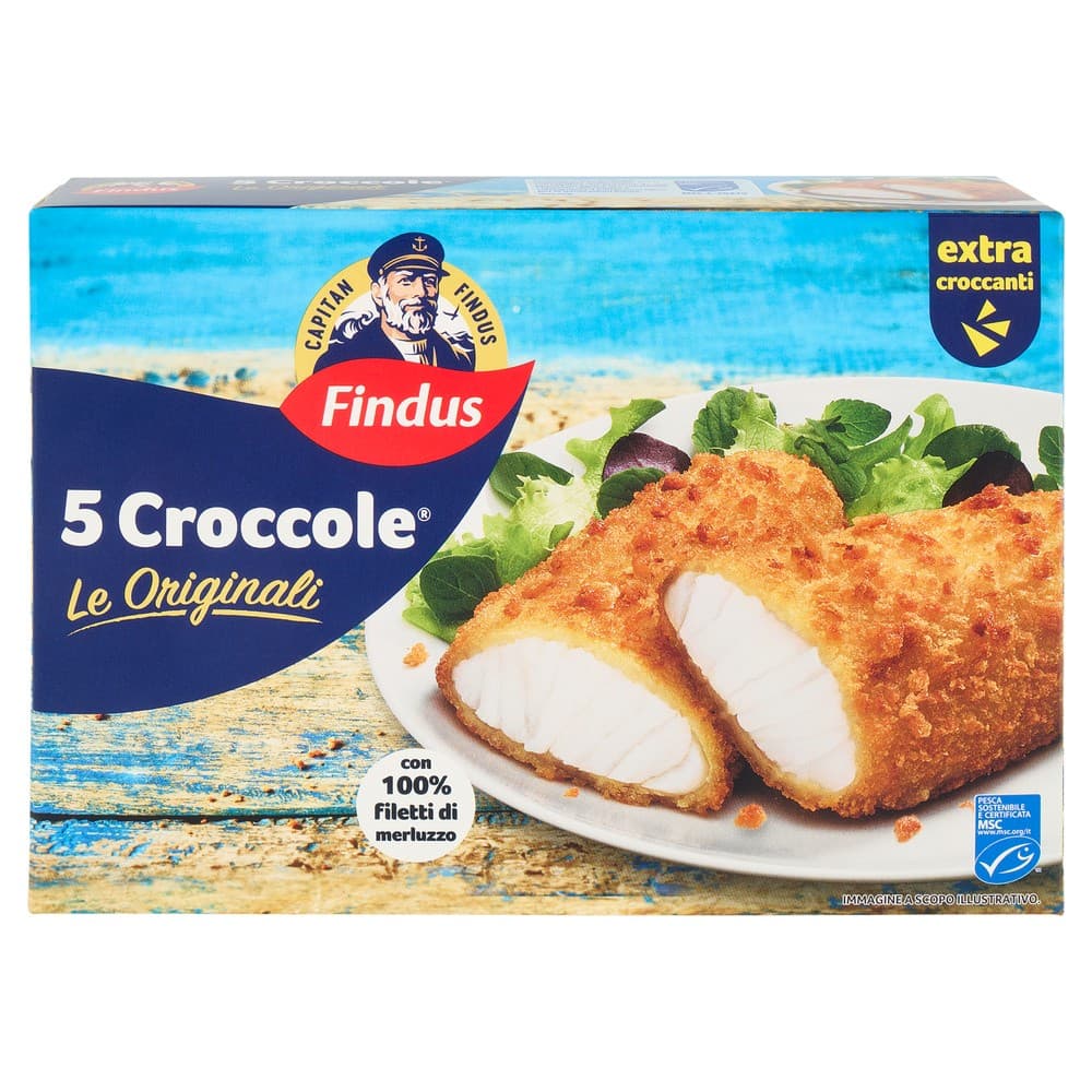5 Croccole con 100% filetti di merluzzo surgelate, 540 g Capitan Findus – Iper La grande i