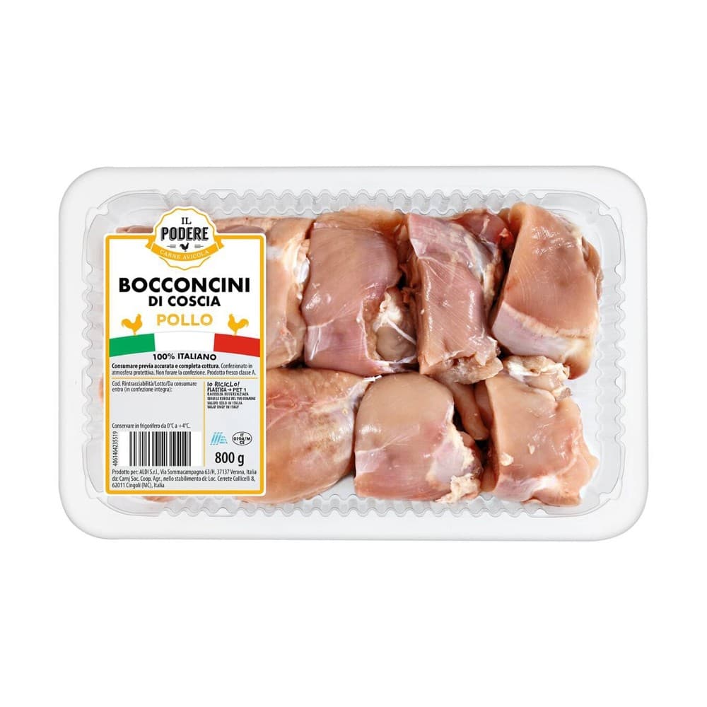 Bocconcini di coscia di pollo, 800 g Il Podere – ALDI