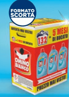 Omino Bianco detersivo liquido lavatrice 3x44 lavaggi in offerta da Esselunga