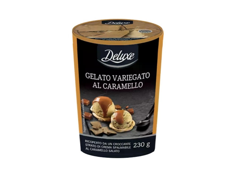 DELUXE Gelato variegato al caramello salato 230 g confezione in offerta da Lidl
