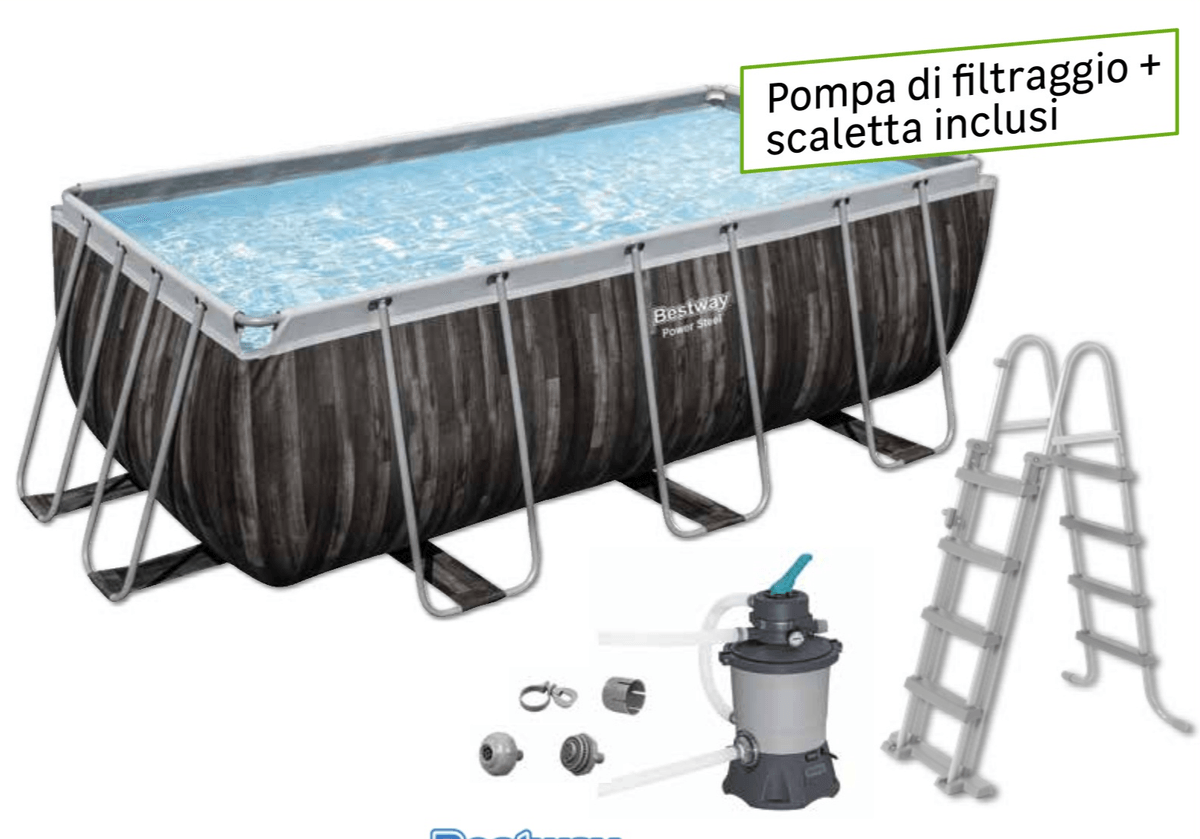Piscina tubolare rettangolare Power Steel L412xP201xH122 cm L412xP201xH122 cm Bestway in offerta da Leroy Merlin
