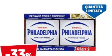 Philadelphia Original formaggio fresco spalmabile, 2 x 62 g – Dpiù