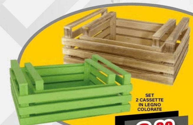 Set 2 cassette in legno colorate, 2 cassette – Il Gigante