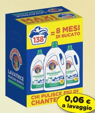 Chanteclair Detersivo Liquido Lavatrice Muschio Bianco Conf. 3 pz 46 Lavaggi Cad. 6,21 l in offerta da Carrefour