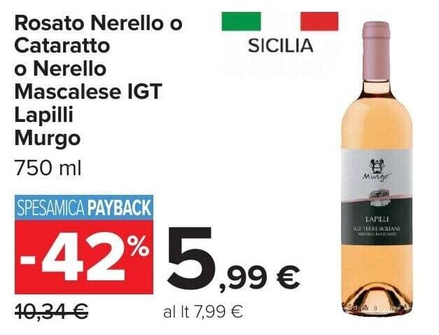 Rosato Nerello o Cataratto o Nerello Mascalese IGT Lapilli Murgo, 750 ml – Carrefour