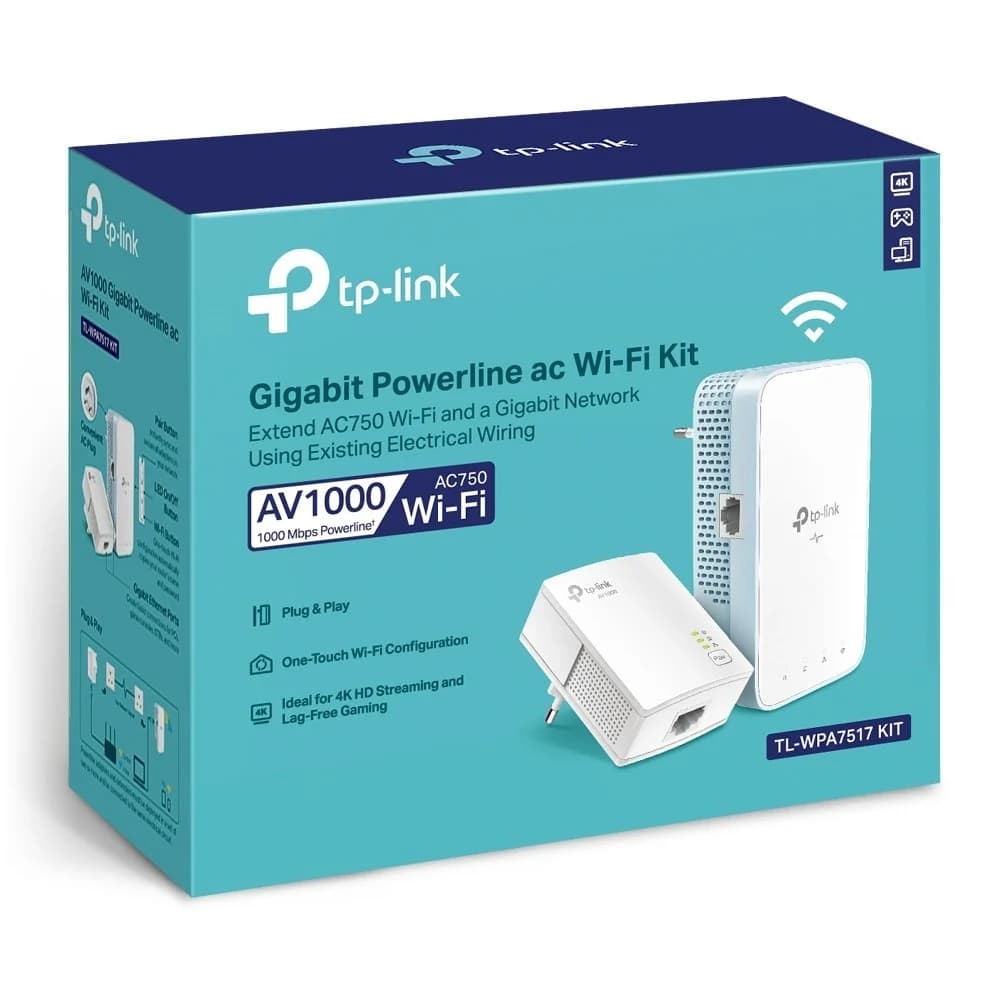 TP-Link Powerline Extender AV2 1Gbps, Wi-Fi AC750 TL-WPA7517 KIT – Comet