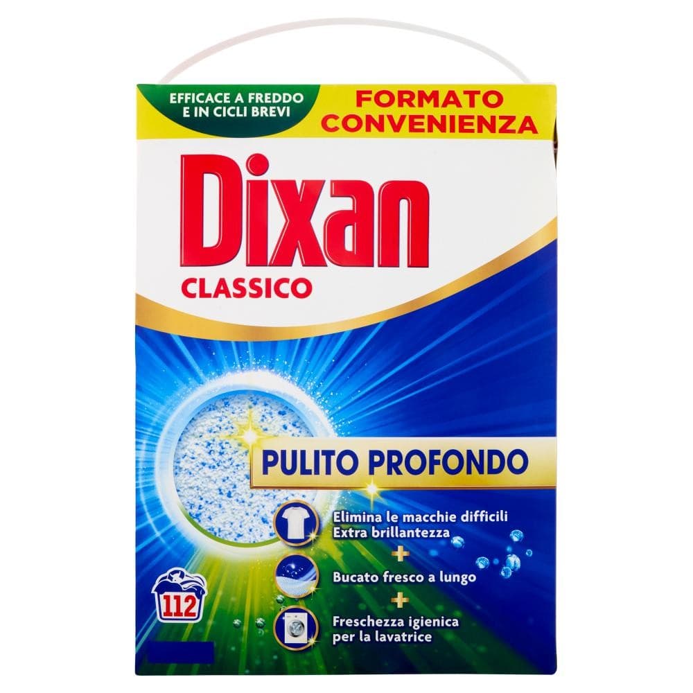 Dixan Polvere Classico Pulito Profondo 6,16 kg, 112 Misurini in offerta da Carrefour