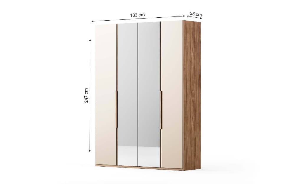 Armadio Roma 4 ante, 183x55x247h – Mondo Convenienza