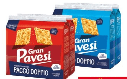 Cracker con o senza granelli di sale Gran Pavesi Pacco doppio 1,12 kg in offerta da DeSpar
