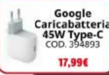 Google Caricabatteria 45W Type-C in offerta da MediaWorld
