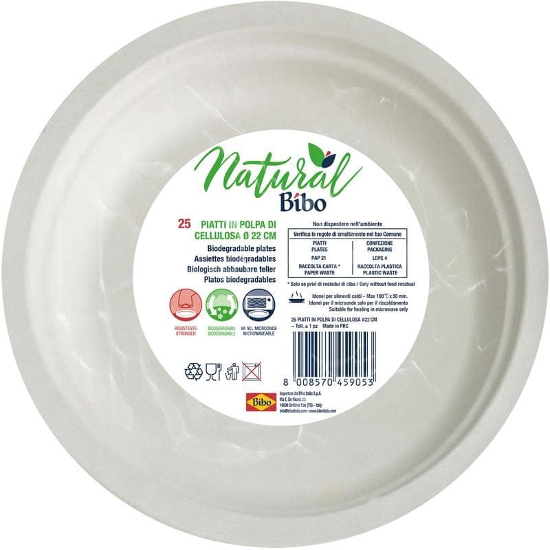 Piatti piani o fondi in bioplastica Natural Bibo conf. da 25 in offerta da Bennet