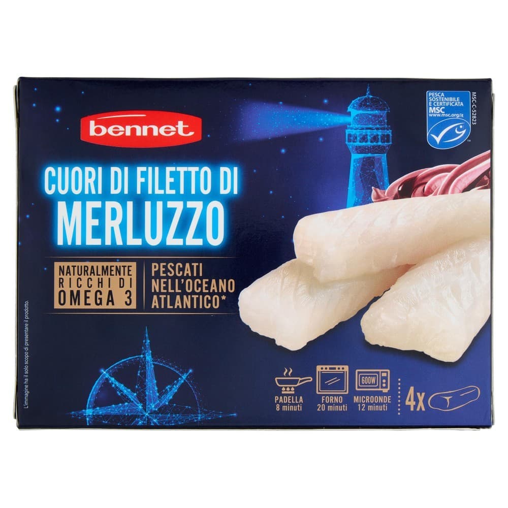 Cuori di filetto di merluzzo surgelati Bennet conf. da 4, g 400 in offerta da Bennet