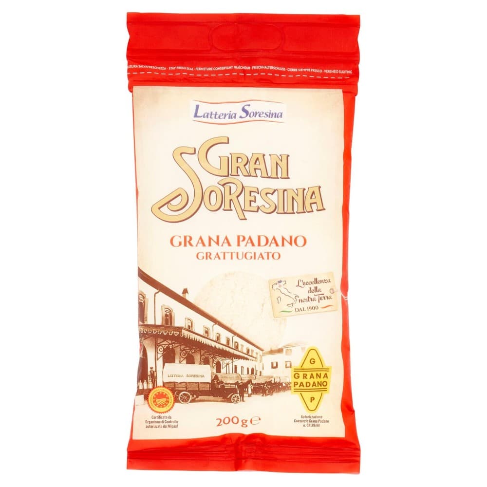 Grana Padano DOP Latteria Soresina grattugiato, 200 g – Il Gigante
