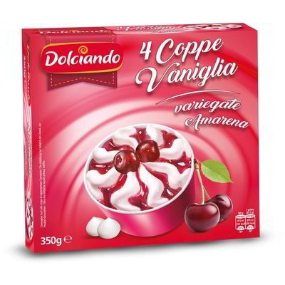 Coppe vaniglia variegate amarena 4 pz (350 g) Dolciando in offerta da Eurospin