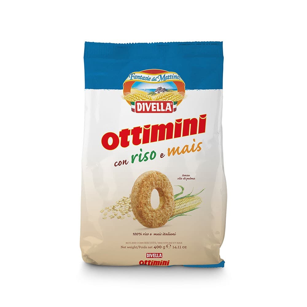 Biscotti Ottimini Divella classici, integrali o riso e mais, 400 g – Panorama