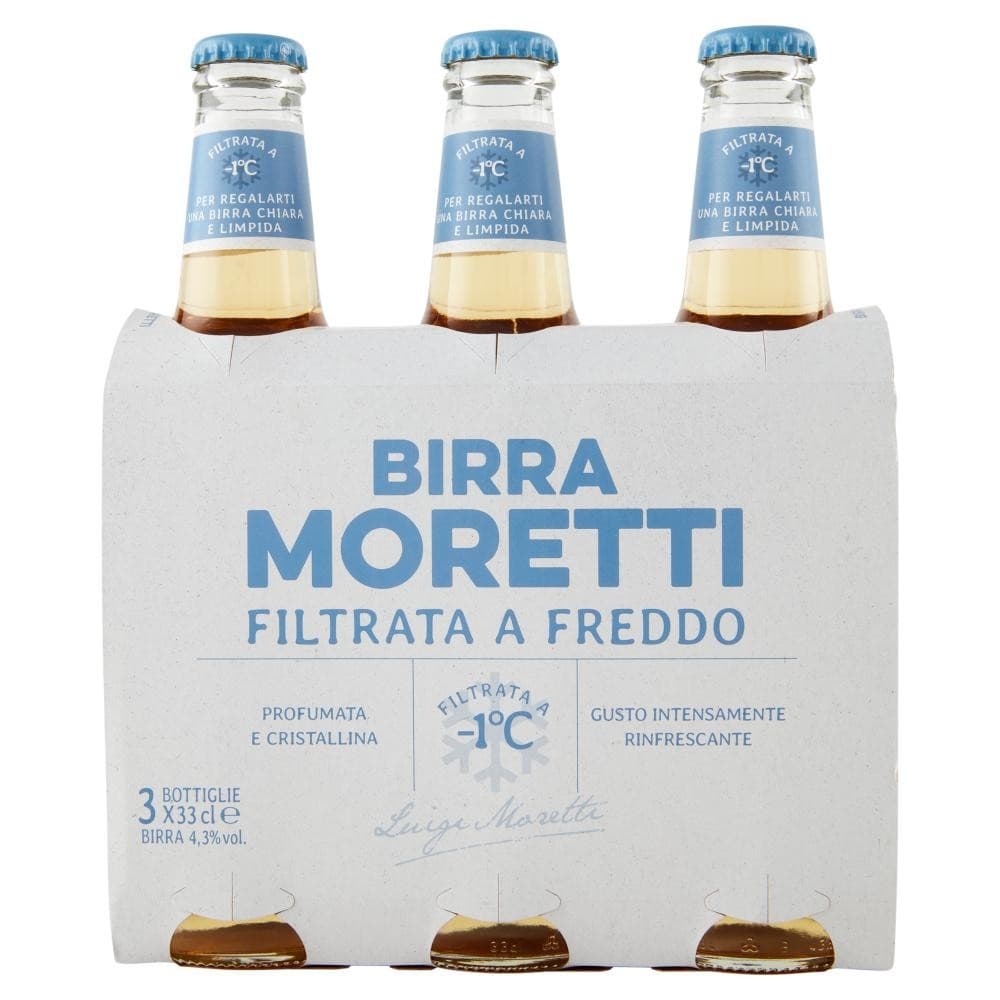 Birra lager filtrata a freddo, 33 cl x3 Moretti – Iper La grande i