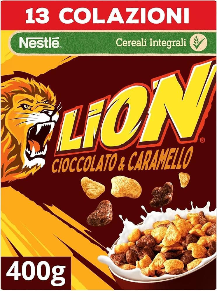 Cereali integrali con cioccolato e caramello Lion, g 400 – Bennet