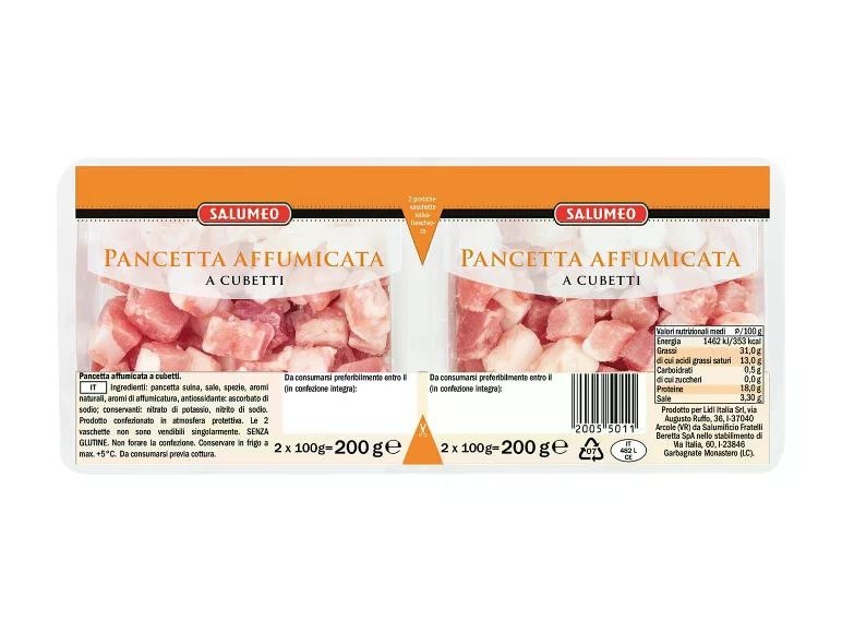 Pancetta a cubetti 200 g confezione SALUMEO in offerta da Lidl