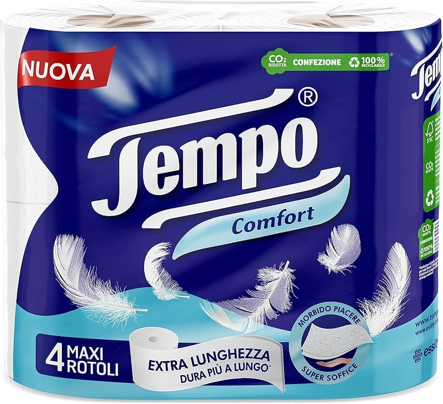 Tempo Comfort carta igienica 4 maxi rotoli in offerta da Dm