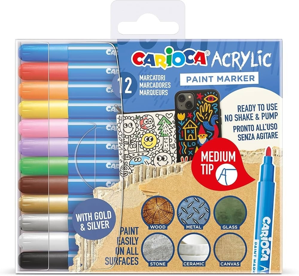 Carioca marcatori acrilici punta media 12 pezzi in offerta da Coop