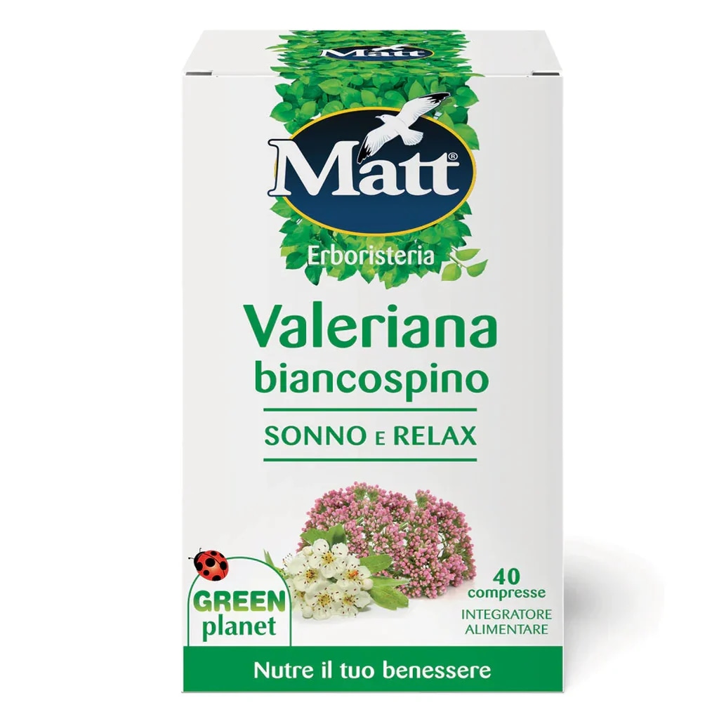 Matt integratore con valeriana e biancospino 40 compresse - Offerta nel negozio Dm