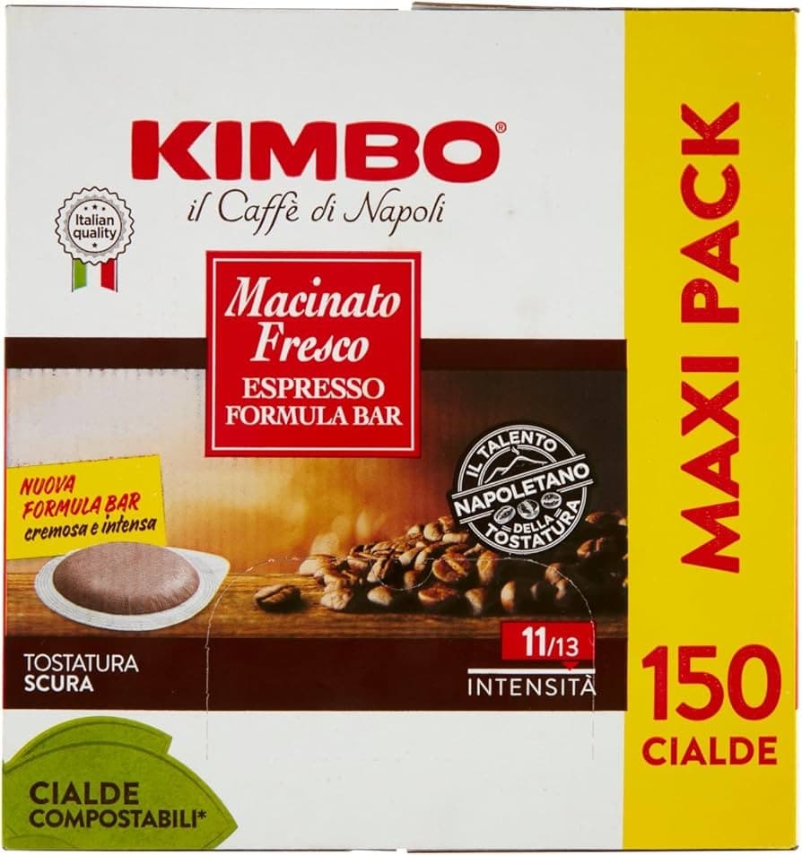 Kimbo cialde caffè macinato fresco espresso formula bar, 150 cialde 1095 g – Iper La grande i