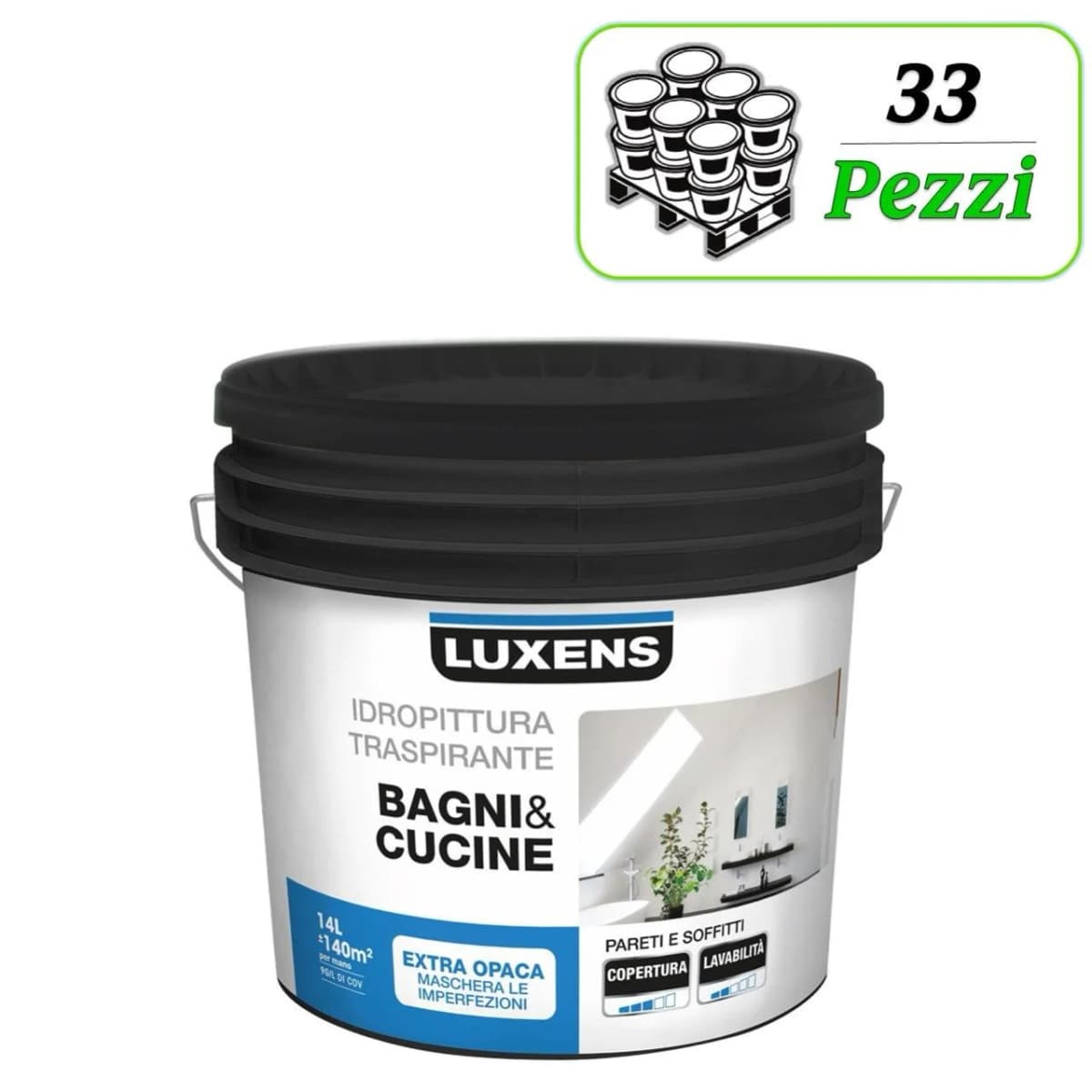 Luxens Idropittura traspirante Bagni&Cucine 14 L in offerta da Leroy Merlin