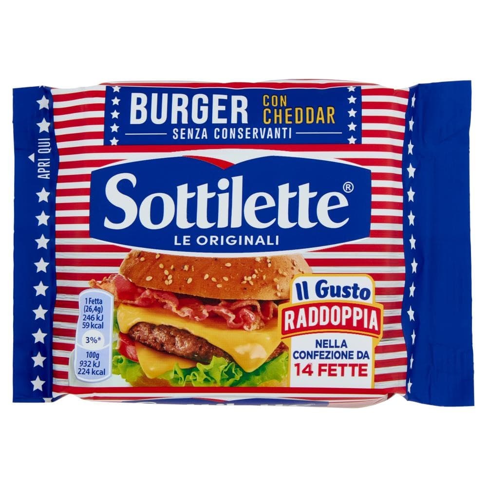 Sottilette Burger con Cheddar - Formaggio Fuso a fette 370 g in offerta da Dpiù