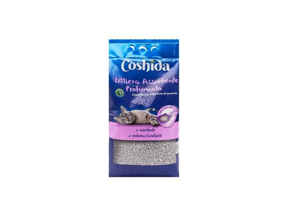 Coshida Lettiera gatto assorbente sepiolite bianca profumata 6.4 kg confezione in offerta da Lidl