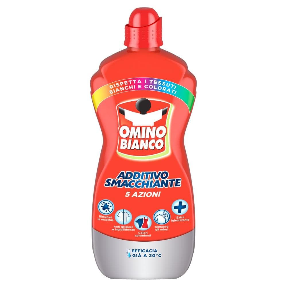 Additivo smacchiante Omino Bianco, 10 caps, 500 g o 900 ml – Il Gigante