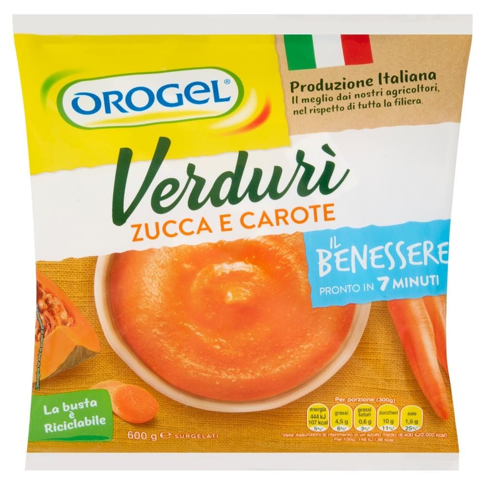 Orogel verduri zucca e carote surgelata, 600 g – Bennet