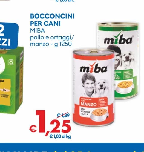 Bocconcini per cani Miba pollo e ortaggi/manzo 1250 g in offerta da MD