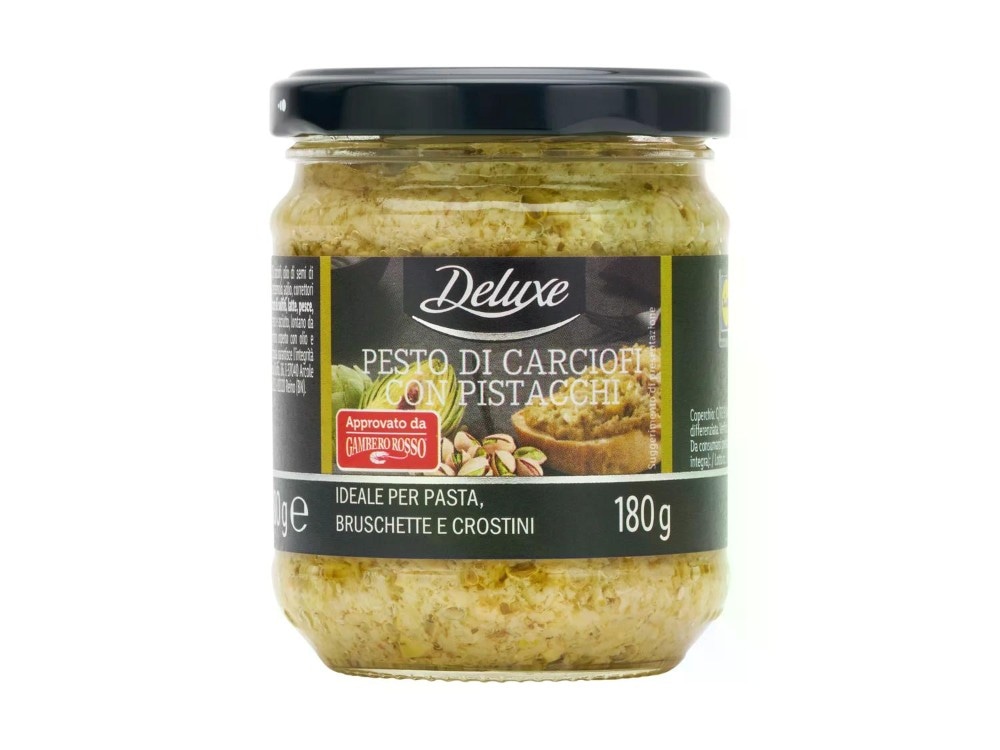 DELUXE Pesto di carciofi con pistacchi 180 g confezione in offerta da Lidl