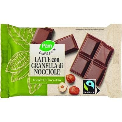 Tavoletta di cioccolato con granella di nocciola Pam, 100 g – Panorama