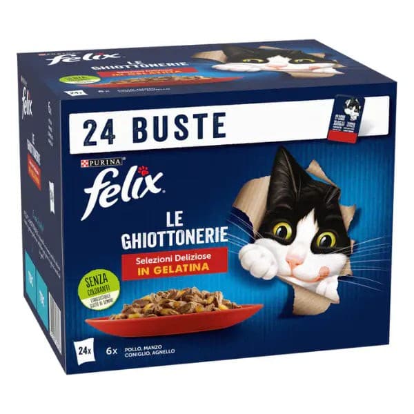 Felix Purina Le Ghiottonerie alimento per gatti, 24x85 g – Il Gigante