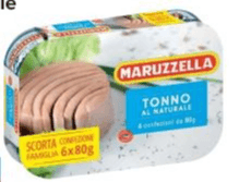 Tonno naturale Maruzzella conf. 6 pezzi da 80 g cad 336 g in offerta da Carrefour