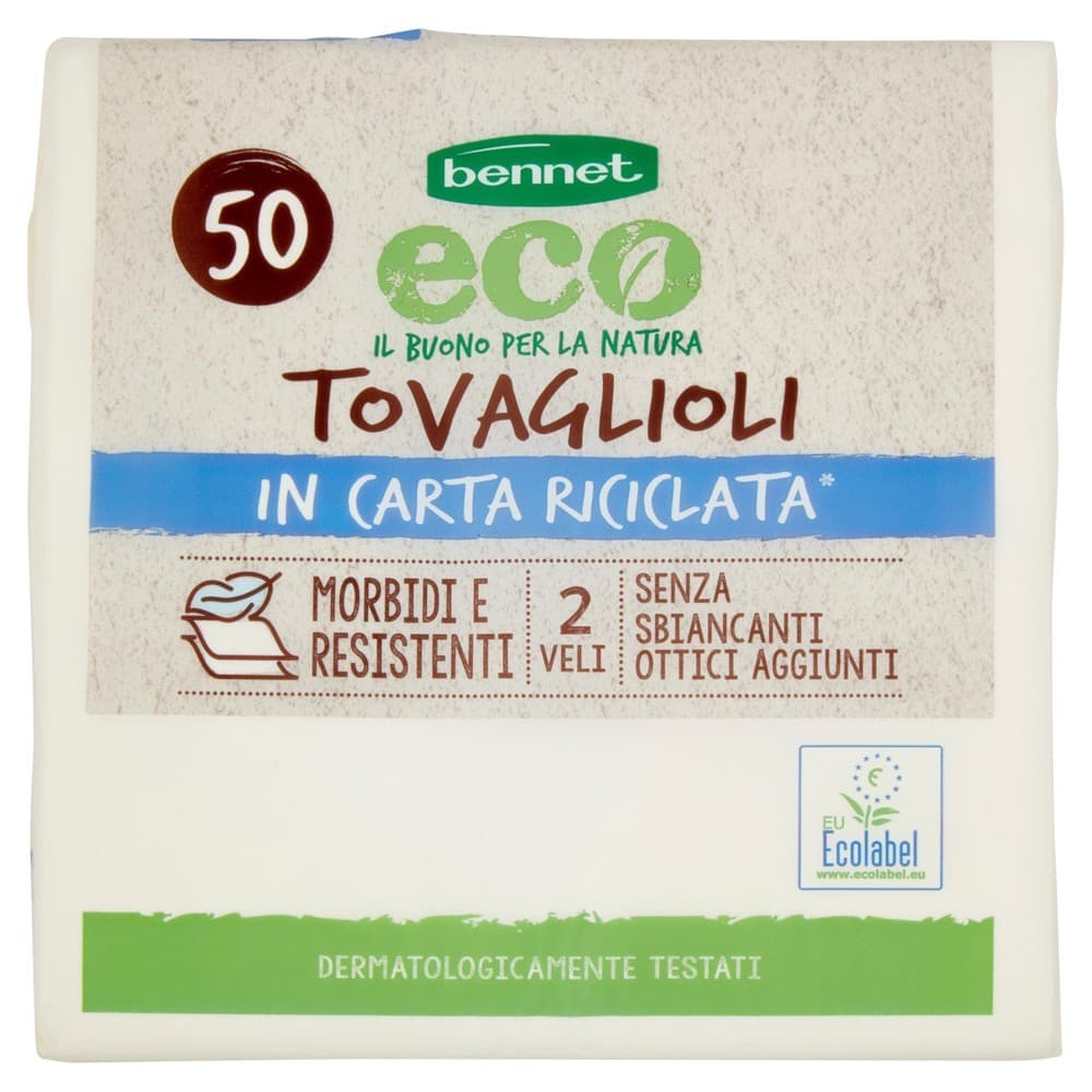 Tovaglioli in carta riciclata Bennet Eco, conf. da 50 – Bennet
