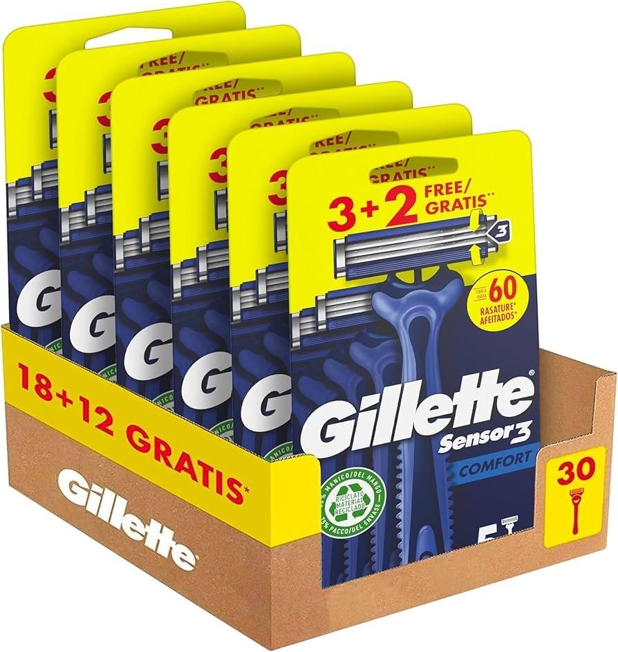 Rasoio usa e getta Comfort o Sensitive Gillette Sensor3+ 1 rasoio completo + 5 lame - Offerta nel negozio Bennet