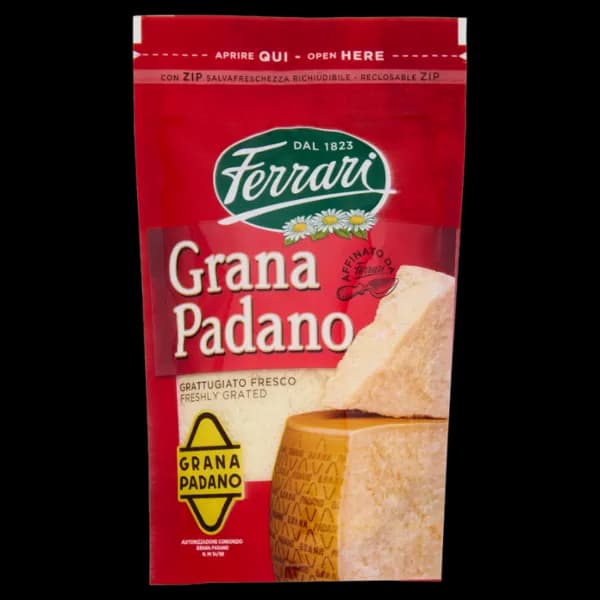Grana Padano DOP grattugiato fresco Ferrari, 100 g – Carrefour