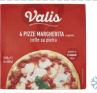 Pizza Margherita cotta su pietra surgelata Valis 300 g x4 in offerta da Iper La grande i