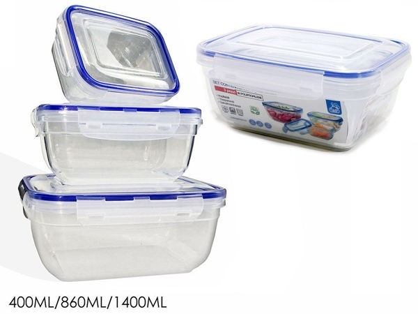 Contenitori ermetici rettangolari 3 pezzi - Offerta nel negozio Happy Casa