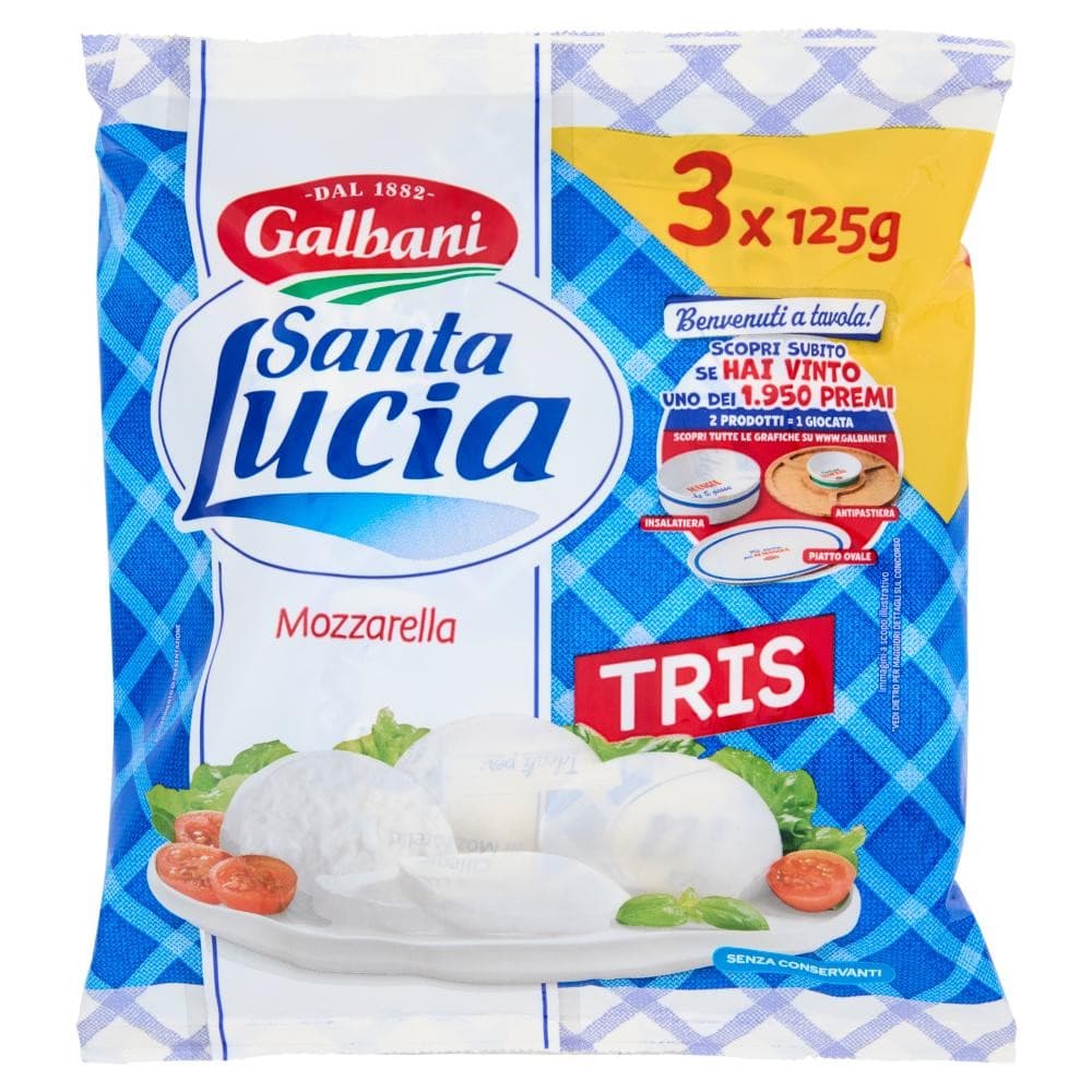 Galbani Santa Lucia tris mozzarella 3 x 125 g in offerta da Iper La grande i