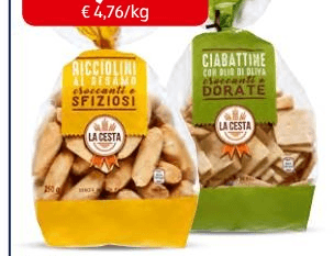 Ricciolini al sesamo / Ciabattine con olio d'oliva, 250 g La Cesta – ALDI