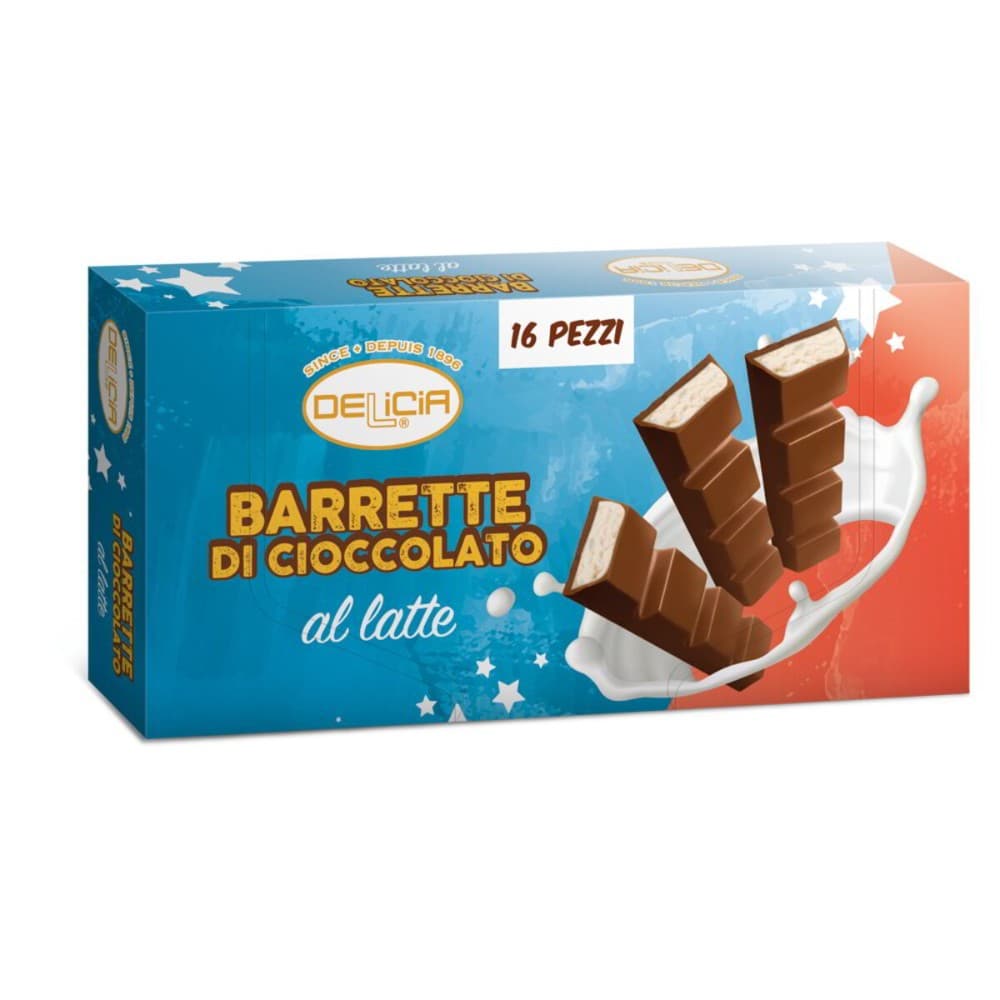 Barrette di cioccolato al latte, 16 pezzi 200 g Delica – Dpiù
