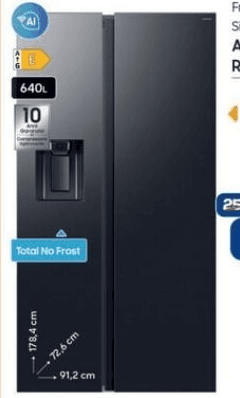 Frigorifero Side by Side Air-Space AI RS70F64KEFEF 640 L Samsung in offerta da Euronics