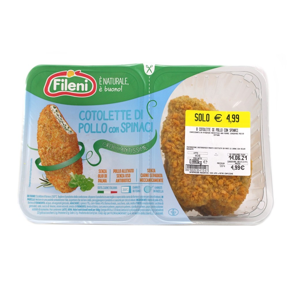 Cotoletta con Spinaci Fileni 800 g in offerta da Penny