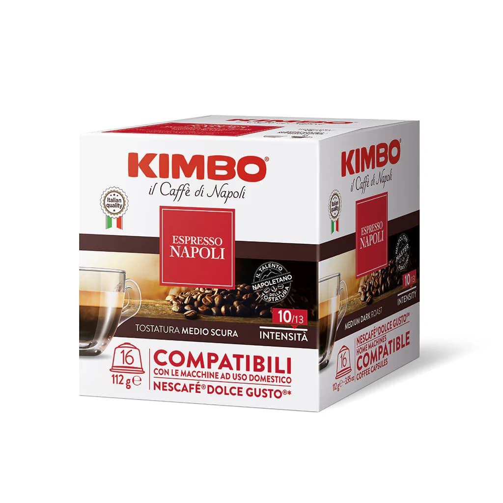 Capsule caffè espresso Napoli sistemi A Modo Mio o Dolce Gusto Kimbo conf. da 16 in offerta da Bennet